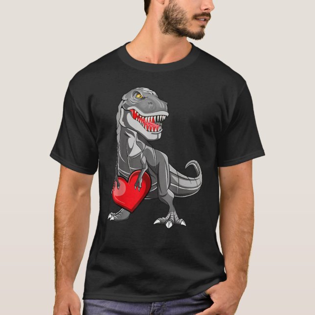 Valentines Day Rex Dinosaur I Steal Hearts T-Shirt (Front)