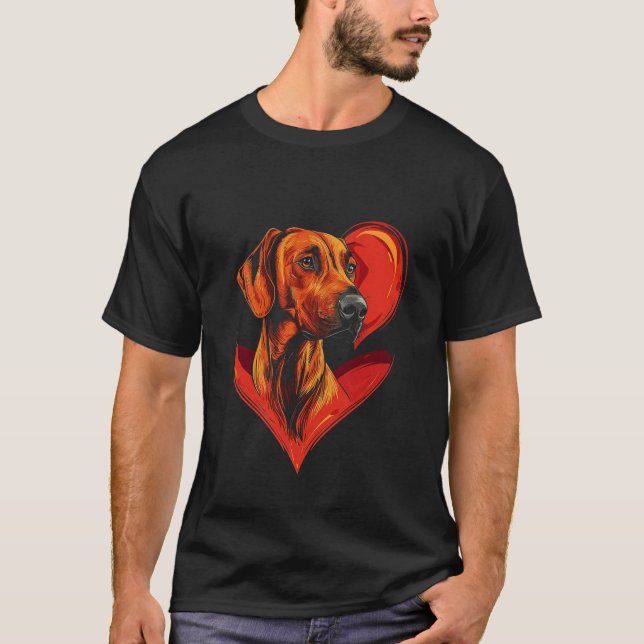 Valentine's Day Rhodesian Ridgeback Dog T-Shirt (Front)