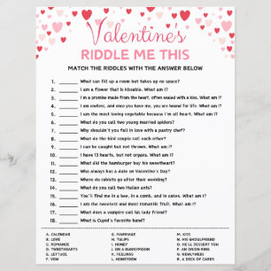 Valentine's Day Riddle Me This Game