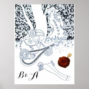 VALENTINE'S DAY ROMANCE,ROMANTIC LOVERS MONOGRAM POSTER