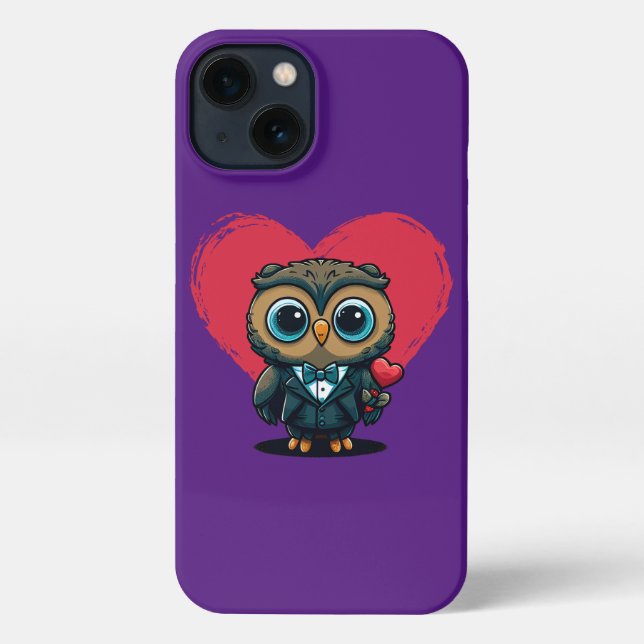 Valentine's Day Romance with Adorable Owl Groom iPhone Case (Back)