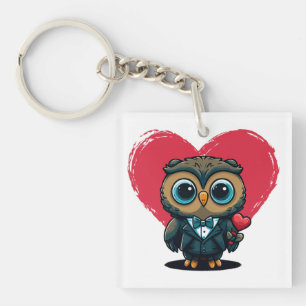 Valentine's Day Romance with Adorable Owl Groom Key Ring