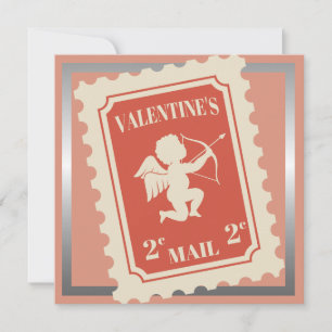 Valentine's Day Romantic .2 cent cupid  Stamp Holiday Card