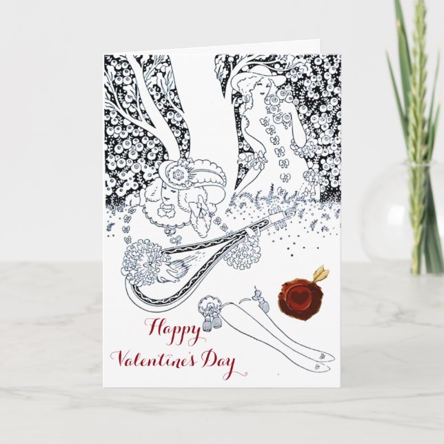 VALENTINE'S DAY ROMANTIC LOVERS RED WAX SEAL HEART HOLIDAY CARD (Front)