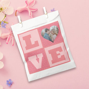 Valentine's Day Romantic Pink Love Heart Photo  Favour Bags