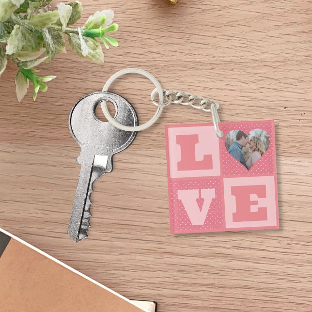 Valentine's Day Romantic Pink Love Heart Photo  Key Ring (Creator Uploaded)