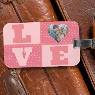 Valentine's Day Romantic Pink Love Heart Photo  Luggage Tag