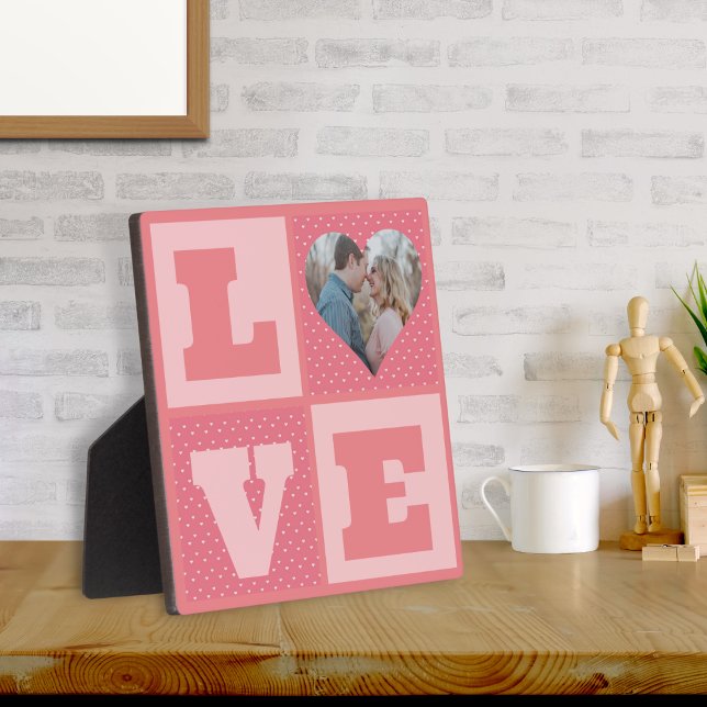 Valentine's Day Romantic Pink Love Heart Photo  Plaque (Creator Uploaded)