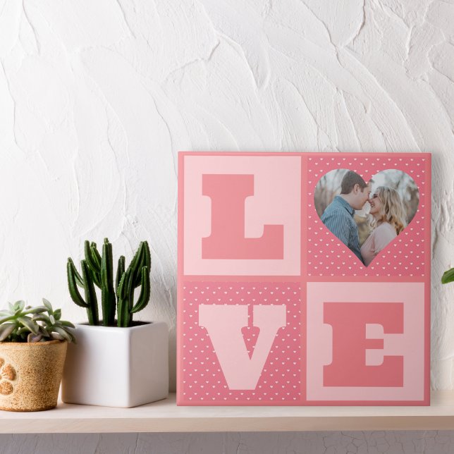Valentine's Day Romantic Pink Love Heart Photo  Tile (Creator Uploaded)