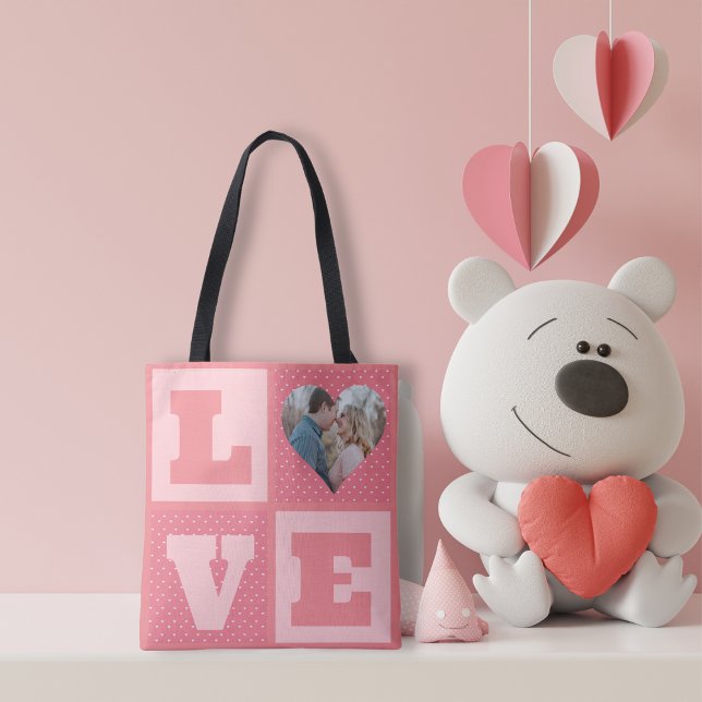 Valentine's Day Romantic Pink Love Heart Photo  Tote Bag (Creator Uploaded)