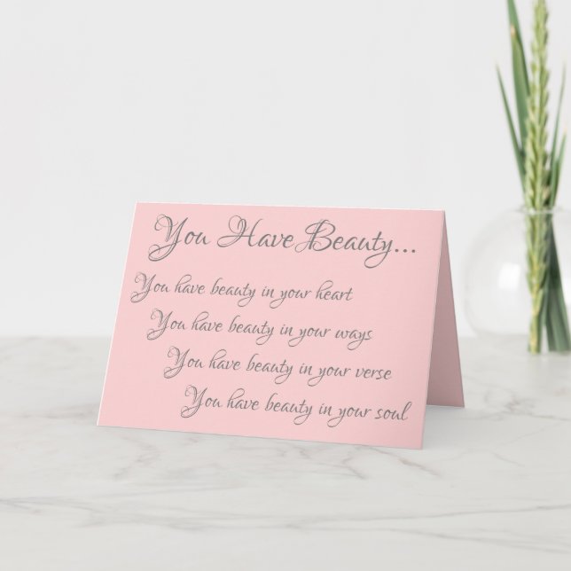 Valentine's Day Romantic Poem in Script Font, Pink Holiday Card (Front)