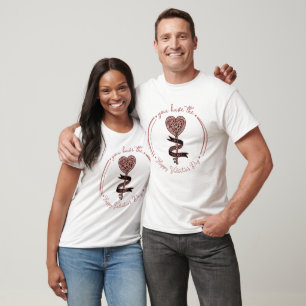 Valentine's Day Rose Gold Glitter White Key Heart T-Shirt