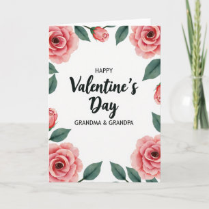 Valentines Day Rose Grandma Grandpa Card
