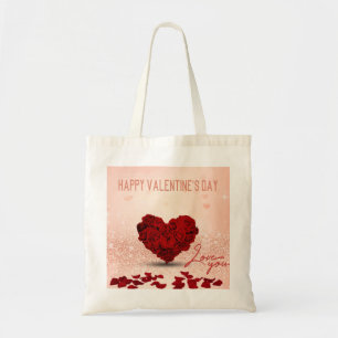 Valentine's Day Rose Heart Bouquet - Budget Tote Bag