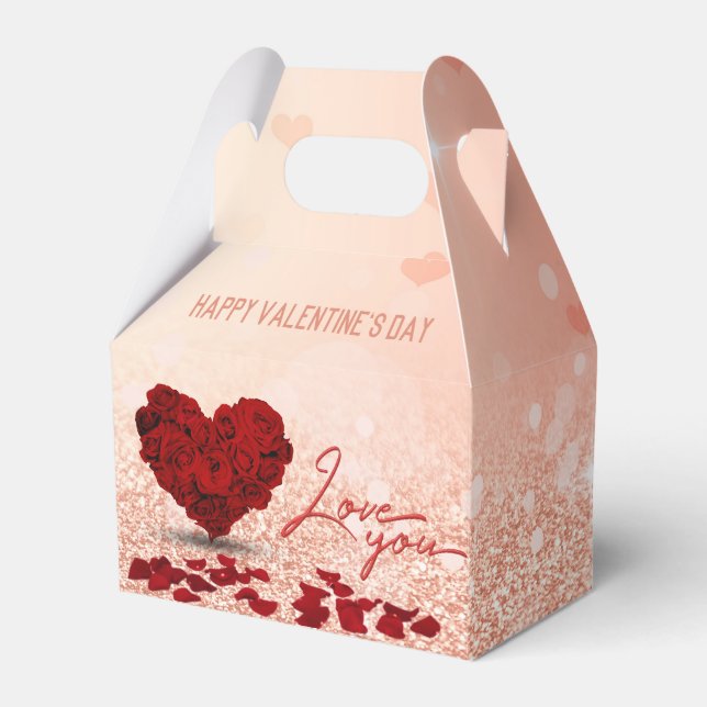 Valentine's Day Rose Heart Bouquet Favour Box Gabl (Front Side)