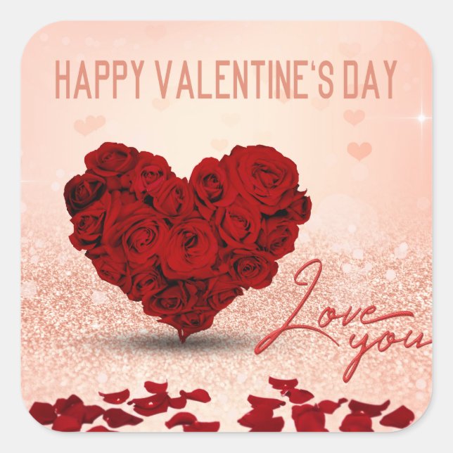 Valentine's Day Rose Heart Bouquet - Sticker (Front)