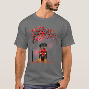 Valentines Day Rottweiler Dog Tree Heart Puppy Dog T-Shirt