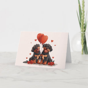 Valentines Day Rottweiler Dogs Holiday Card