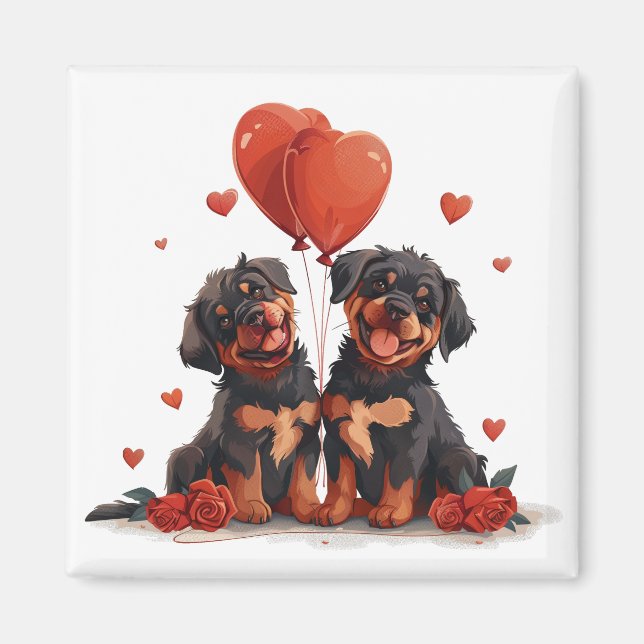 Valentines Day Rottweiler Dogs Magnet (Front)