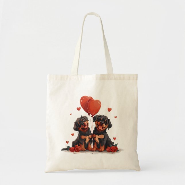 Valentines Day Rottweiler Dogs Tote Bag (Front)