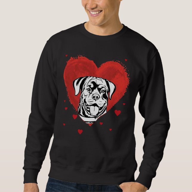 Valentines Day Rottweiler Love Heart Sweatshirt (Front)