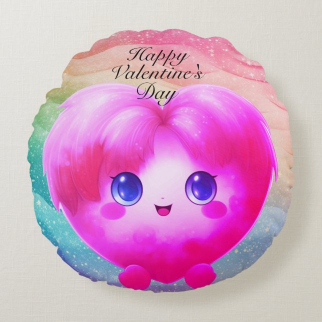 Valentine's Day Round Pillow (Front)
