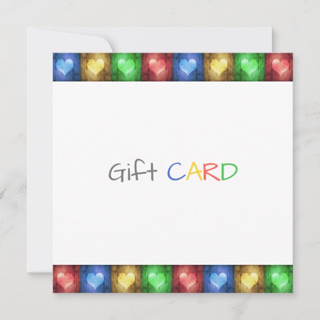 Valentine's Day Rustic Hearts Colourful Gift Card (Front)