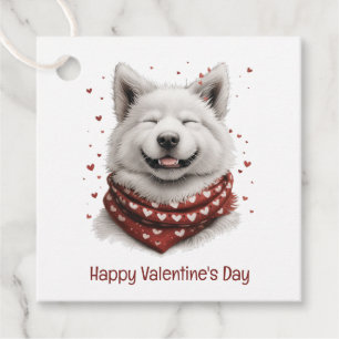 Valentines Day Samoyed Dog Favour Tags