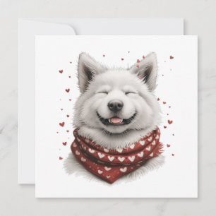 Valentines Day Samoyed Dog Holiday Card