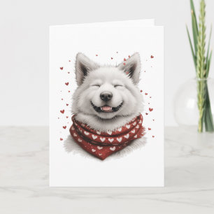 Valentines Day Samoyed Dog Holiday Card