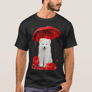 Valentines Day Samoyed Umbrella Heart Puppy Dog T-Shirt