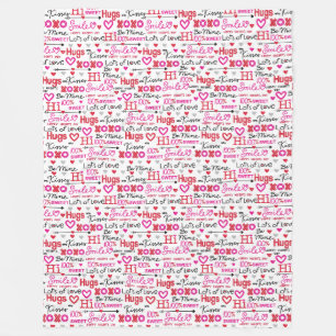 Valentine's Day Sayings Word Collage Fleece Blanket