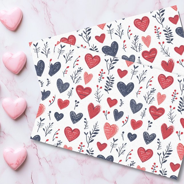 Valentine's Day Scandinavian Hearts  Tissue Paper (Creator Uploaded)