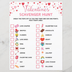 Valentine's Day Scavenger Hunt Game