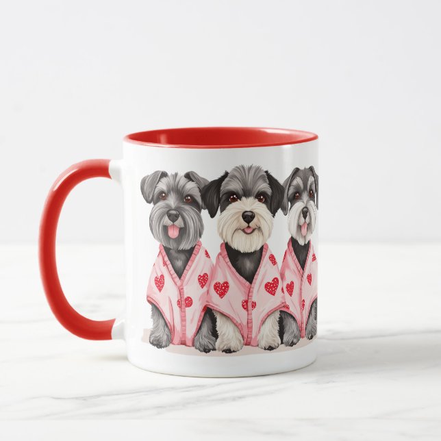 Valentines Day Schnauzer Dogs Mug (Left)