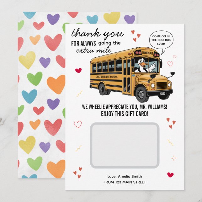 Valentine's Day School Bus Driver Gift Card Holder (Front/Back)