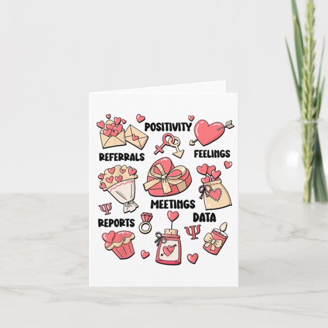 Valentine's Day School Psychologist School Psych T Card (Front)