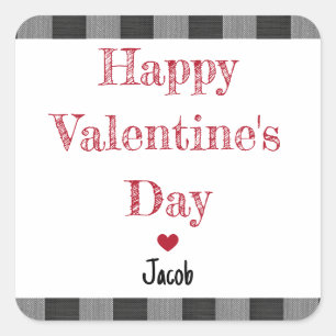 Valentine's Day School Treat Bag Favor Square Sticker