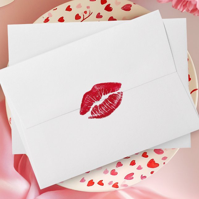 Valentine's Day Sealed with a Kiss Lipstick Print Envelope (Creator Uploaded)
