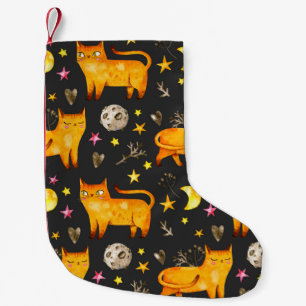 Valentine's day seamless pattern with cats, stars small christmas stocking
