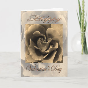 Valentines Day Sepia Rose Holiday Card