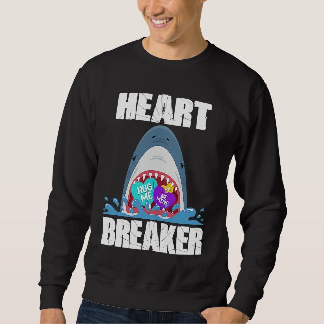Valentines Day Shark Heart Breaker  Boys Kids  1 Sweatshirt (Front)