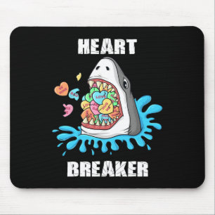 Valentines Day Shark Heart Breaker Fun Boys Kids  Mouse Pad
