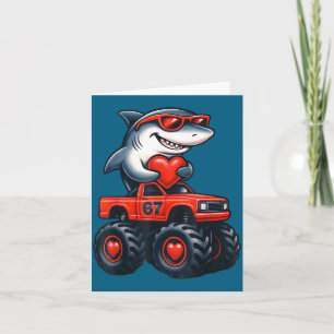Valentine's Day Shark Riding Truck Design Card