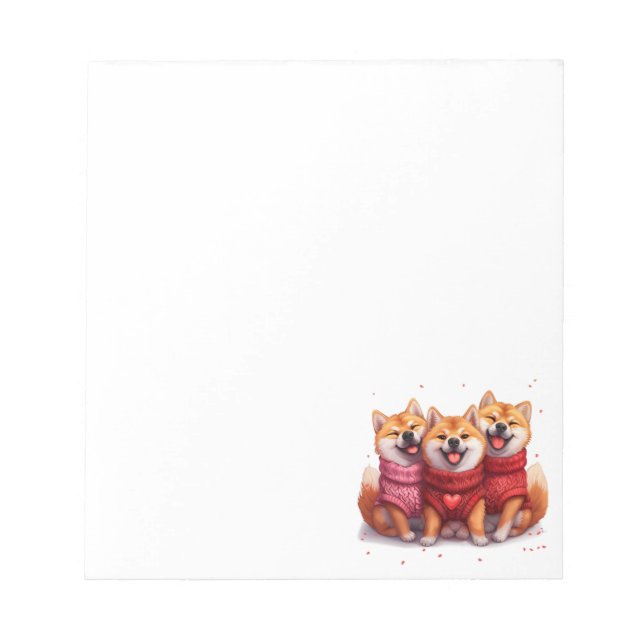Valentines Day Shiba Inu Dogs Notepad (Front)