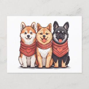Valentines Day Shiba Inu Dogs Postcard