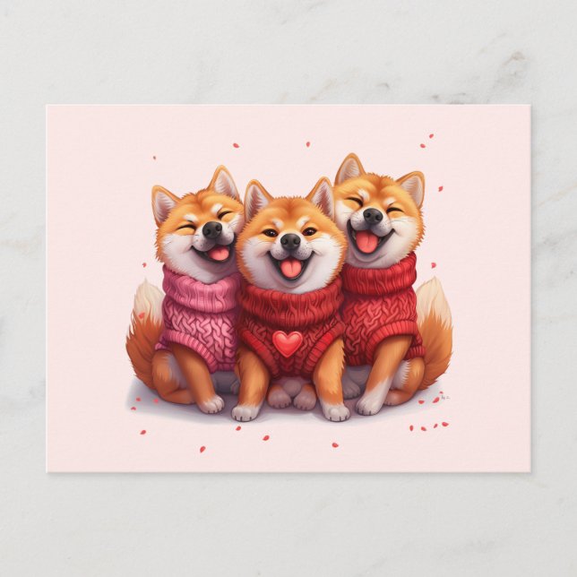 Valentines Day Shiba Inu Dogs Postcard (Front)