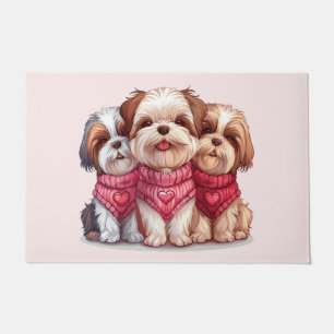 Valentines Day Shih Tzu Dogs Doormat