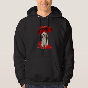 Valentines Day Shih Tzu Umbrella Heart Puppy Dog Hoodie