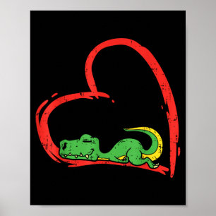 Valentines Day Shirt Funny Heart Trex Sleeng Dinos Poster